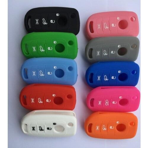 50pcs Skin Jacket Silicone Holder For Fiat Toro 500X Tipo Remote Car Key Case Cover Flip Key 4 Button