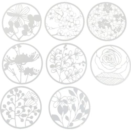 8Pcs Round Grilles Drawing Molds Plastic Children Painting Stencils DIY Paper Art Craft Card Label Scrapbook Bookmark Toy