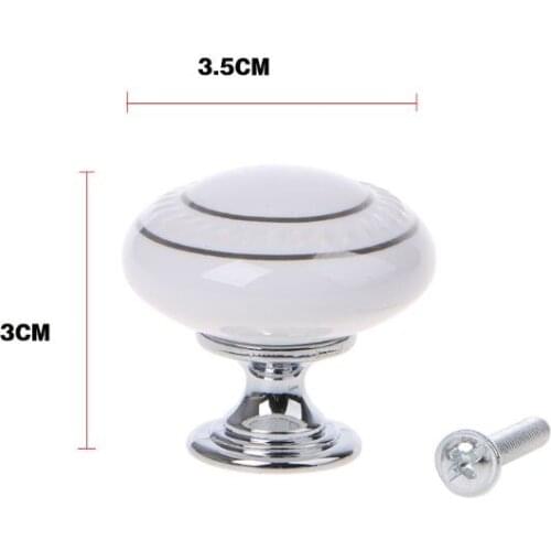 White Ceramic Door Knob Drawer Wardrobe Kitchen Cabinet China Pull Handle New