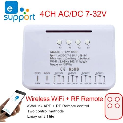 2021 New RF 433MHz 12V 24V 110V 220V Receiver Smart Home Wifi Wireless Remote Control eWeLink APP Works with Alexa Google Home