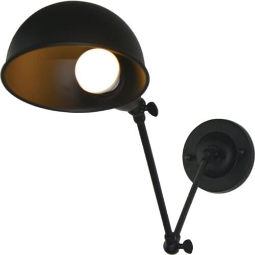 Antique Vintage Industrial Adjustable 2 arms Wall Light Retro metal Black E27 Edison LED Bulb Lustres Wall Lamp Fixture