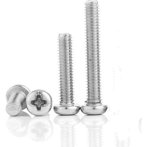 50Pcs M2 M2.5 M3 M4 ISO7045 DIN7985 GB818 304 Stainless Steel Cross Round Head Bolts Phillips Screws