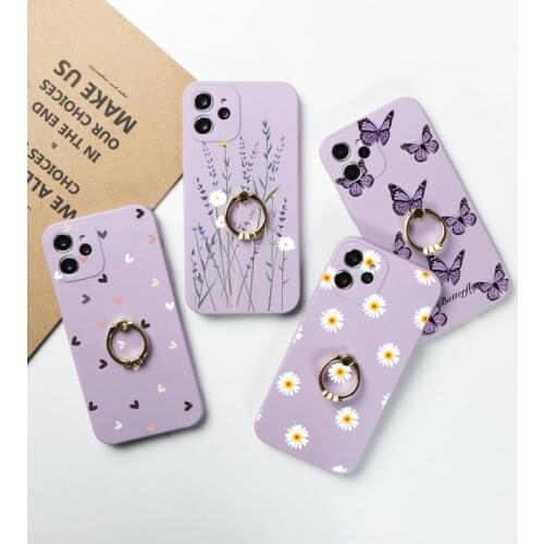 Flower Case For Huawei Honor 10i 20i 8A 8X 9X 10 20 Lite P30 P20 P40 Pro Lite E P Smart Z Y7 2019 2021 Finger Ring Holder Funda