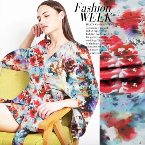 CNUM SP801 Pure Silk/ Blossoms, Shading /Silk Fabric 93% Silk 7% Spandex Elastic/ Width 1.18yd Thickness 16mm/ Unit: m