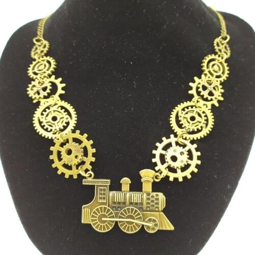 Cykopv 2019 New Arrival Vintage Industrial Age Bronze Gears Mechanical Train Steampunk Necklace
