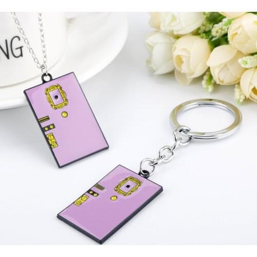 Enamel 2 Colors Tv Show Friends Monicas Door Keychain Central Perk Coffee Time Key Chain Women Men Fans Car Keyring Jewelry