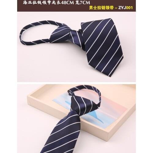 Zipper 7CM tie mens group business suit formal suit business hotel bank security work convenient for lazy people
