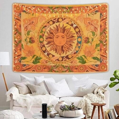 Burning Sun Tapestry Wall Hanging RoomFlower Vines Tapestries Vintage Floral Tapestry Mystic Tapestry Hippie wall tapestry