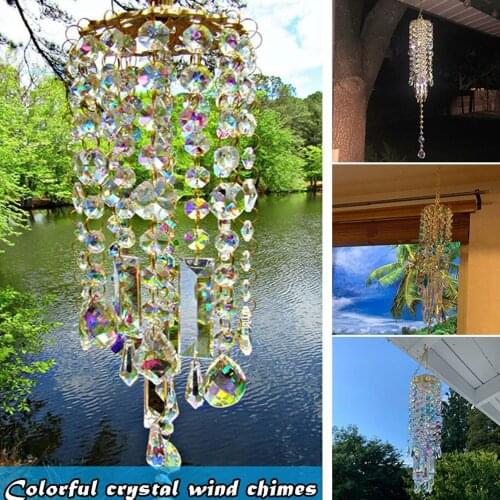 Colorful Crystal Wind Chimes Outdoor Garden Backyard Patio Lawn Decor Gifts for Home Decoration New Wind Chimes Hanging Pendant
