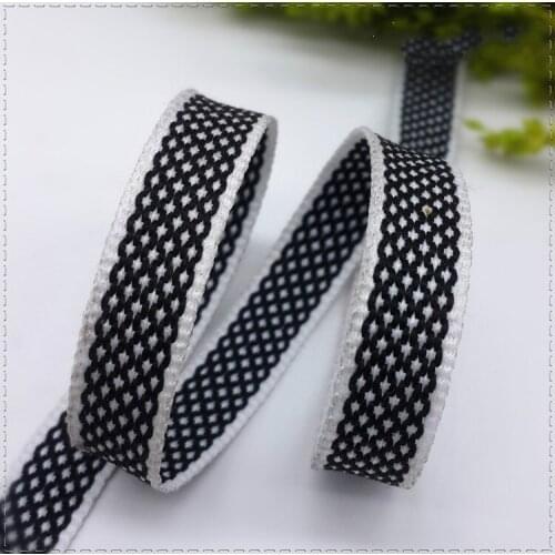 New 10mm (1 meter) black lozenge polyester grosgrain Ribbon printing belt backpack Belt decoration tape DIY garment accessories