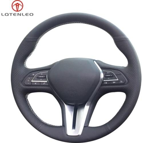 LQTENLEO Black Artificial Leather Hand Sewing Car Steering Wheel Cover For Infiniti Q50 2017-2019 Q60 2015-2019 QX50 2018-2019