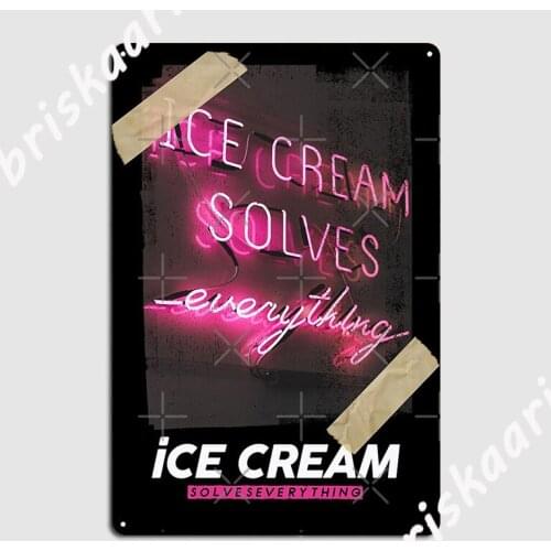 Ice Cream Solves Everything Metal Sign Plates Wall Cave Party Retro Tin sign Poster