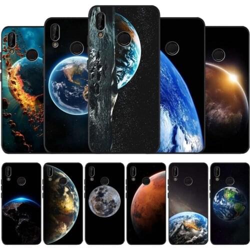 Earth black soft Phone Case for huawei P40 P30 P20 P10 Pro lite P9 Lite nova 4E 6SE Psmart 2019 Y6 9 Prime