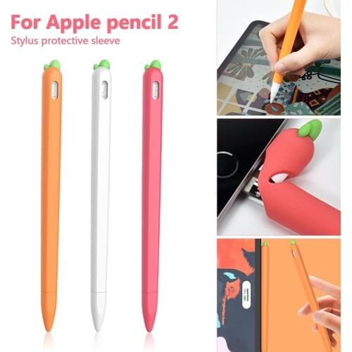 Soft Silicone Compatible For Apple Pencil 2 Case Compatible For iPad Tablet Touch Pen Stylus Protective Sleeve Cover Anti-lost