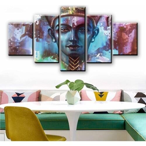 5 Panel Egyptian Pharaoh Picture diamond painting,5d Diamond mosaic full square round resin,Christmas decor,religion gift