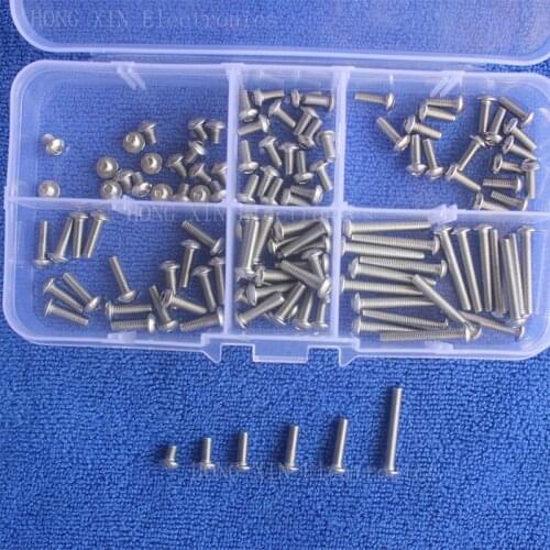 New 120cs/Set M3 Button Head Socket Cap Screw Assortment Kit 4/6/8/12/16/20mm Stainless Steel Button Head Socket Cap Screw