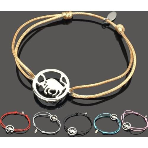 New Bull Stainless Steel Charm Wish Bracelet High Quality Bull Stainless Steel Pendant Adjustable String Gift Bracelet