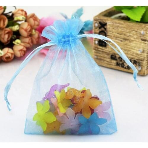Wholesale 100pcs/lot Sky Blue Organza Bag 15x20cm Boutique Gift Jewelry Packaging Bags Favor Drawstring Gift Bag Organza Pouches