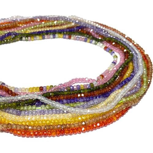 Wholesale 3*2mm Zircon Natural Stone White Purple Green Red Faceted Wheel Spacer Beads For Jewelry Making DIY Bracelet Necklace