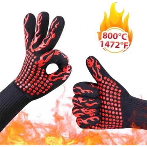 BBQ Gloves High Temperature Resistance Microwave Oven Gloves Oven Mitts 500 800 Degrees Fireproof Barbecue Heat Insulation Glove