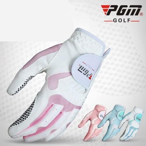 PGM New 2018 3 Colors Golf Gloves Women Golf Microfiber Cloth Gloves With Slip Particle Sunscreen Breathable Ladies Golf Gloves