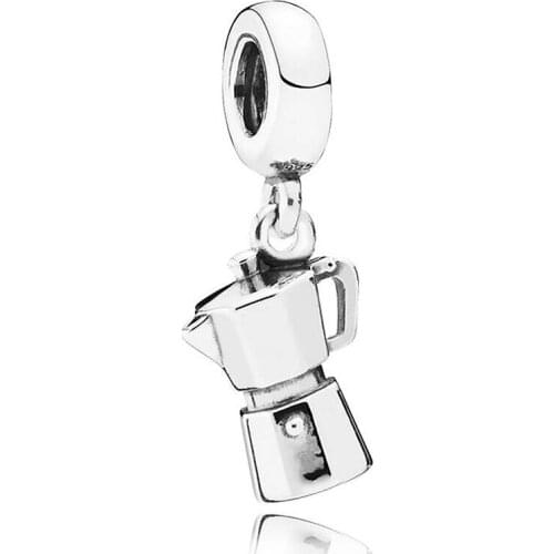 Authentic S925 Silver Bead Charm Vintage Espresso Can Pendant Beads for Women Bracelet Bangle DIY Jewelry