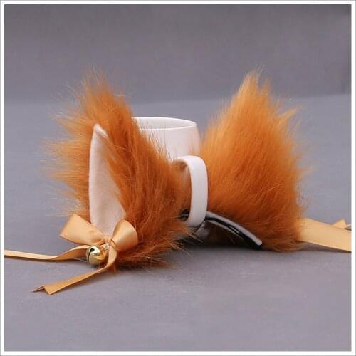 Masquerade Halloween Cute Fox Cat Ears Plush Headband Lolita Cosplay Party Costume Bow Tie Bells Girls Anime Hair Accessories