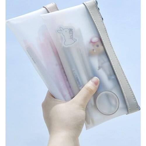 Simple Pencil Cases Girl Korean INS Office School Pencil Case Boy Pen Holder Clear Kawaii Stationery Organizer trousse scolaire
