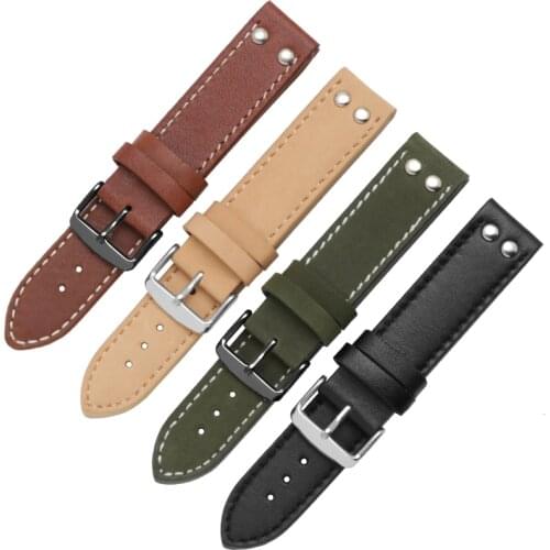 20mm 22mm Genuine leather band for watch green khaki leather bracelet replacement strap for Hamilton