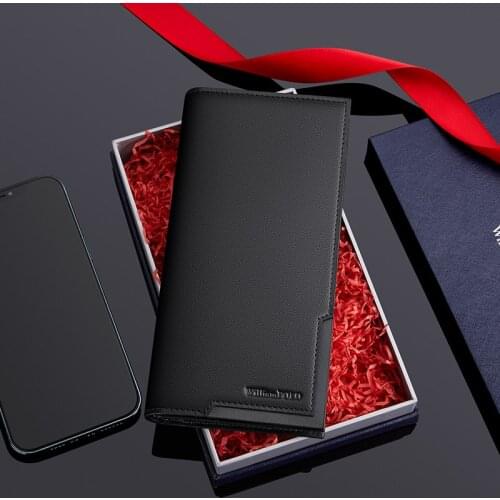 Mens leather luxury wallet long Slim Wallet Credit Card Clip high grade cowhide purse fashion card holder mens Card Wallet