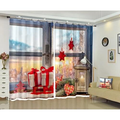 Christmas Balcony room Curtains 3D Blackout Living Bedroom Hotel Window Curtains Drapes Cortinas para Rideaux pillowcase