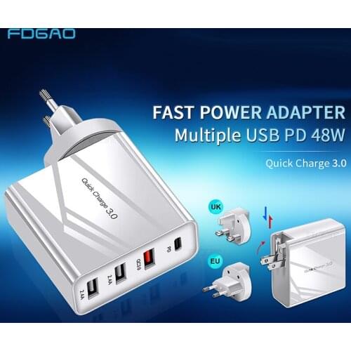 36W Quik Charge 3.0 PD 3.0 Fast Charging Adapter Universal Type C Wall Dual USB Charger For iPhone 12 11 XS XR X Samsung Xiaomi