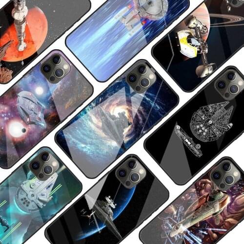 War space ship star Glass Phone Case for iPhone 11 12 Pro XR X 7 8 XS Max 6 6S Plus SE 2020 Mobile Phones Cover Coque