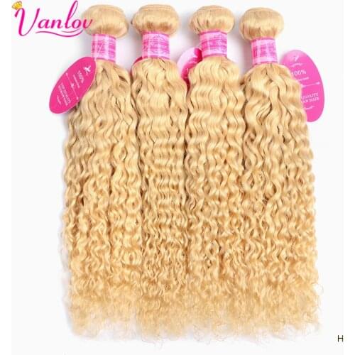 Vanlov Blonde Human Hair Bundle Brazilian Water Wave 100% Human Hair Bundles Weave Hair Weave Bundles 4pc/lot Remy Human Hair