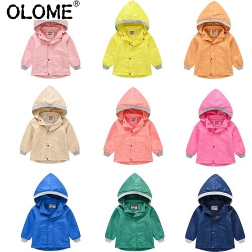 Girl Windbreaker Toddler Spring Jacket Detachable Collar Coat for Kids Pink Dark Blue Children Outwear OLOME Solid Boys Clothing