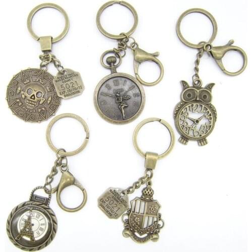 Vintage Look Owl/Clock/Skull Fashion Charms Key Chain