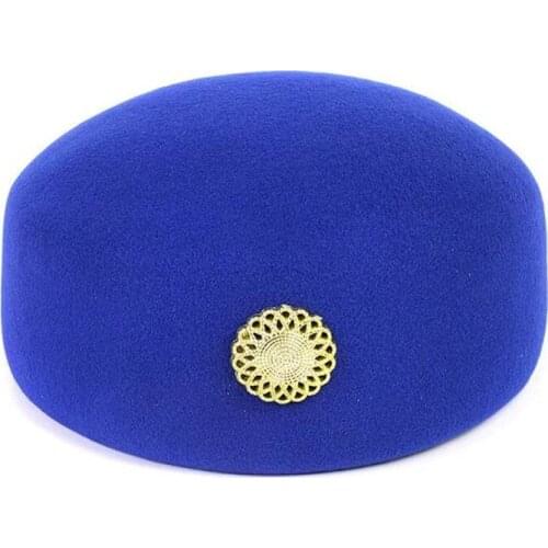 High Quality Beret Hat Women Woolen Drum Team Cap Air Hostess Accessories Festival Party Honour Guard Hat Modern Dance