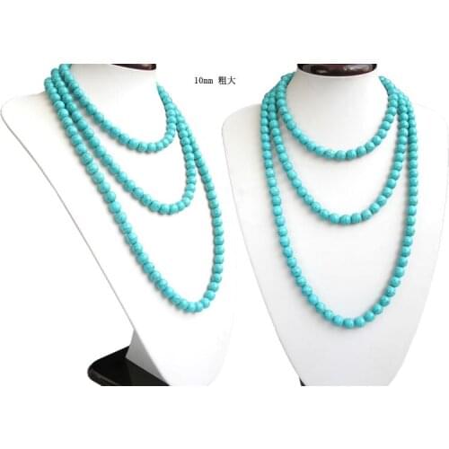 Wedding Woman Jewelry 10mm Round Ball stone Bead Long Necklace Handmade Charm 80cm-200cm