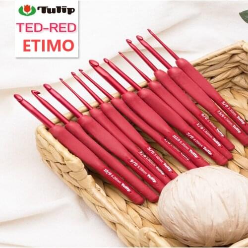 1PCS Japan Tulip ETIMO Brand Crochet Hook Aluminum Resin Knitting Needles Red Original Authentic Imported from Japan Accessories