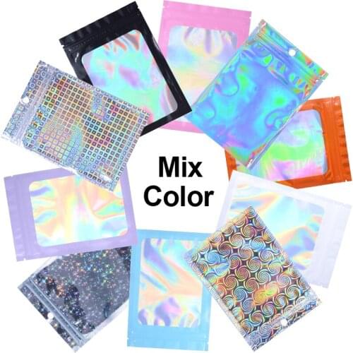 10*15cm Shining Eyelash Package Storage Bag Pretty Gift Jewelry DIY Holigraphic Baggie Custom Logo Lashes Package