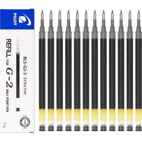 12pcs Japan PILOT BLS-G2 Gel Pen Refill 0.5mm Bullet Nib Black Red Blue