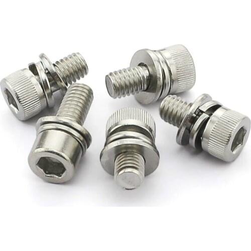15PCS 304 Stainless Steel Three - In - Hexagon Socket Head Cap Screws M3*6/8/10/12