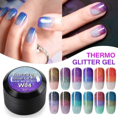 2021 Popular 5g 12 Colors glitter Powder Thermo Gel Polish Color Change Uv Polish