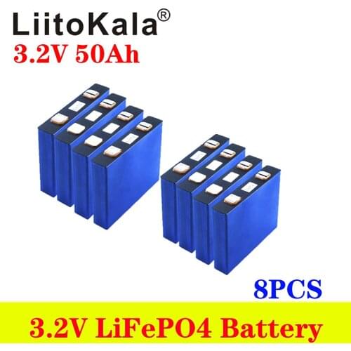 8pcs LiitoKala 3.2V 50Ah LiFePO4 Max Continuous 150A Discharge For 12V 24V 36V 48V 50Ah E-Scooter Golf Cart Electric Wheelchair