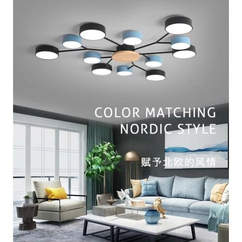 ABNT New Arrival Modern LED Chandelier With Round Gray Metal Lampshades For Living Room Nordic Ceiling Mounted Bedroom Lustre