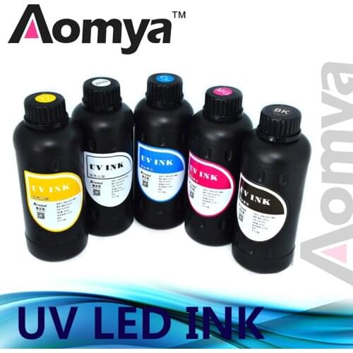 Aomya Led UV Ink 5x500ml Real UV ink Print on Hard Material Powerful Ink White/C/K/M/Y Color Optional