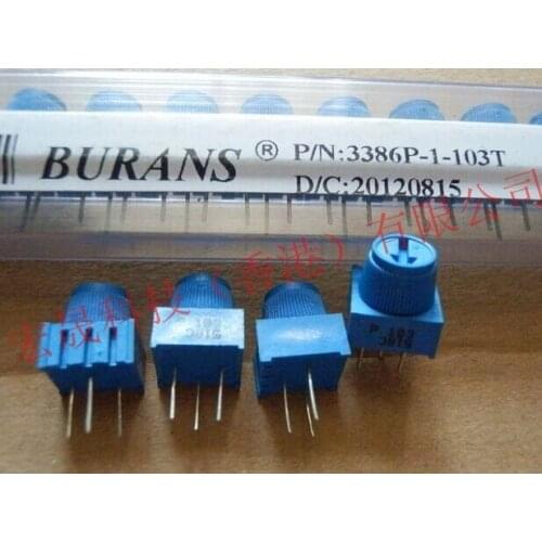Free Shipping 50PCS/LOT 3386P-1-103 3386P-1-103LF Trimpot potentiometer 10K with Knob TRIMMER 10K OHM 3386P-1-103TLF