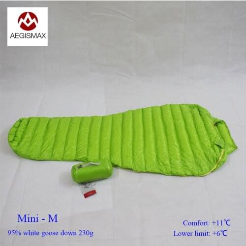 Free shipping Aegismax MINI 180*78cm mummy type white Goose down camping spring and autumn sleeping bag