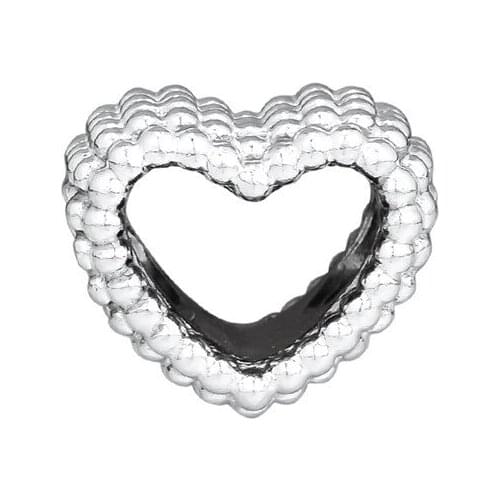Beaded Heart Beads for Charms Bracelets Women Vintage Charm Beads Sterling Silver 925 Jewelry for DIY Making Love Sign Jewelry