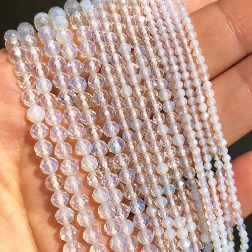 Natural Opal Stone Beads Faceted Gem Loose Spacer Beads for Jewelry Making DIY Bracelet Earrings Accessories 15''Inches 2 3 4mm